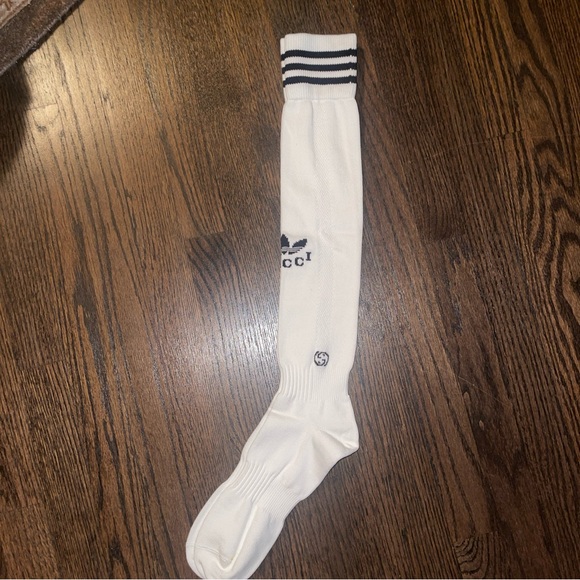 Gucci x Adidas Logo Knee Sock White & Black Men Sz S, M, L Authentic Made Italy - Picture 6 of 7